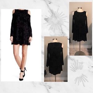 Bobeau Cold Shoulder Velvet Burnout Dress